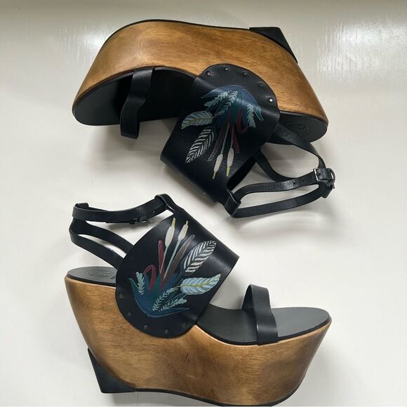 Tory Burch Musee Wedge Sandals Shoes Size 7 - Picture 2 of 7